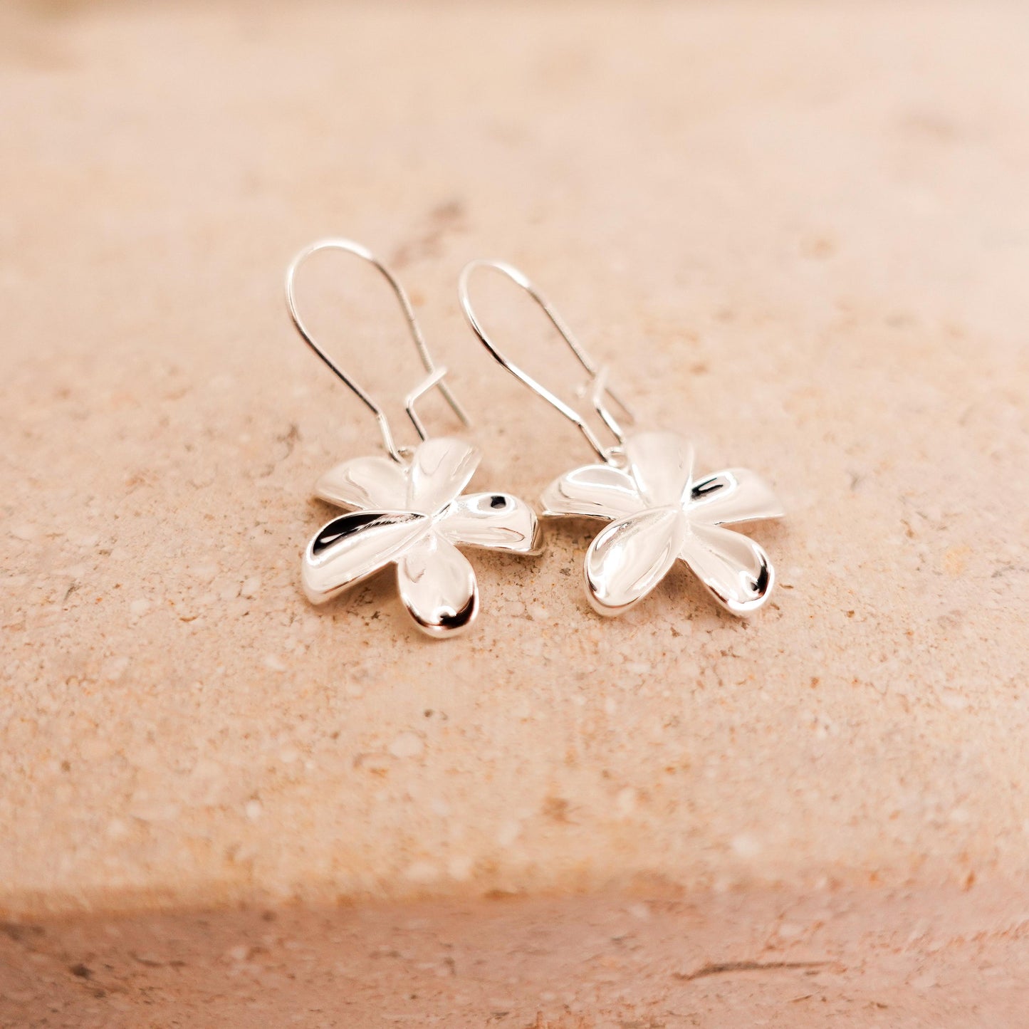 Sterling Silver Flower Dangle Earrings, Forget Me Not Jewelry Gift for Her Sis Friend
