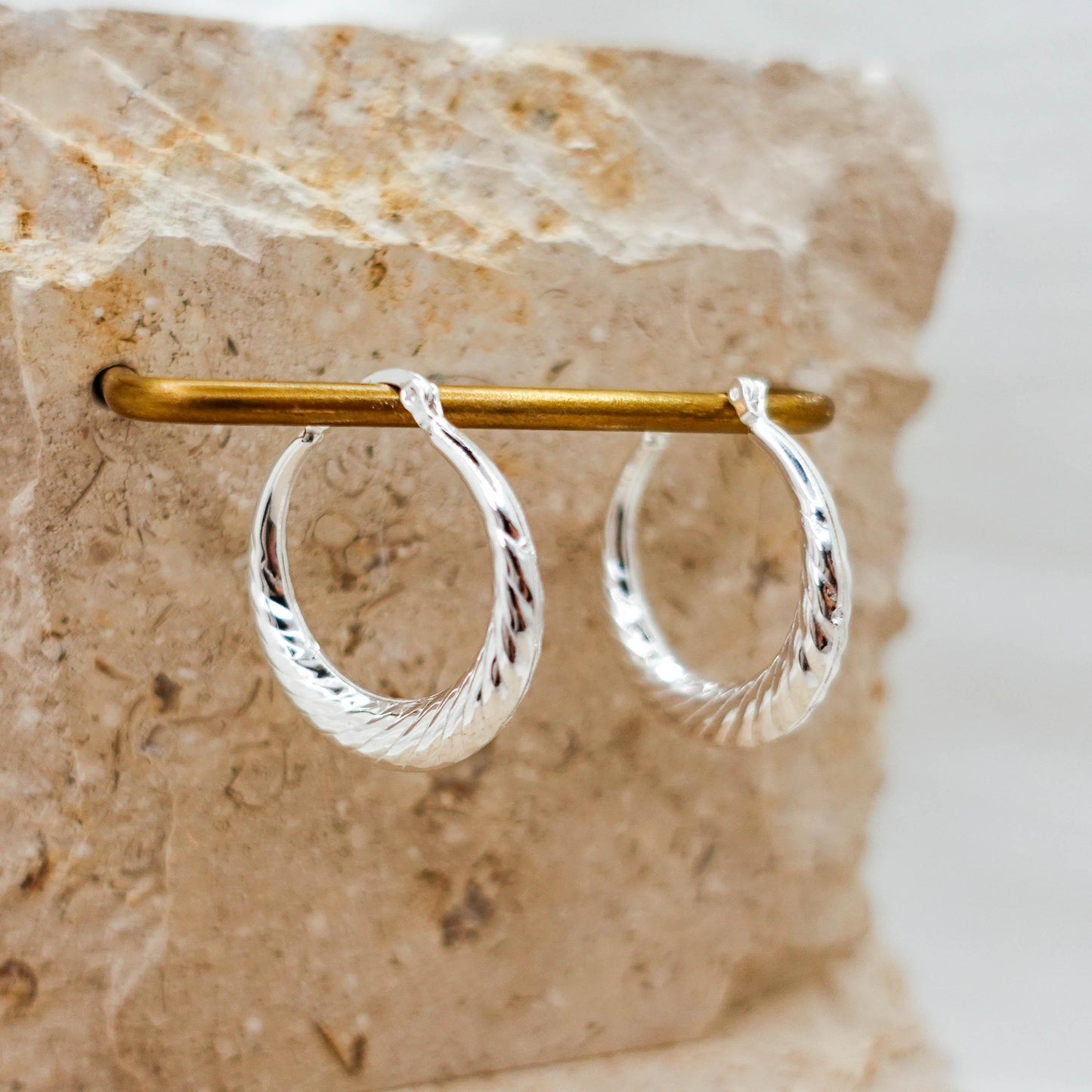 925 Sterling Silver Large Hoop Earrings, Lightweight Twisted Wavy Hoops Everyday Gift for Her