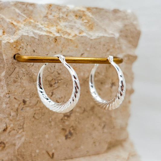 925 Sterling Silver Large Hoop Earrings, Lightweight Twisted Wavy Hoops Everyday Gift for Her