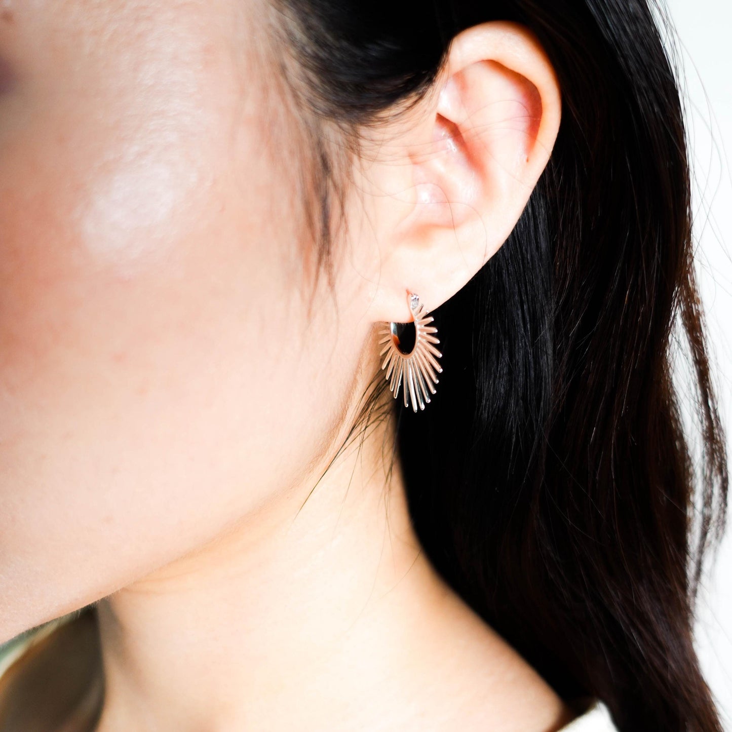 925 Sterling Silver Sunburst Hoop Earrings, Celestial Jewelry Gift for Her Mom Sister