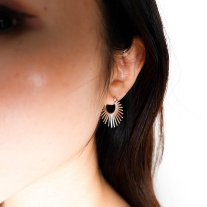 925 Sterling Silver Sunburst Hoop Earrings, Celestial Jewelry Gift for Her Mom Sister