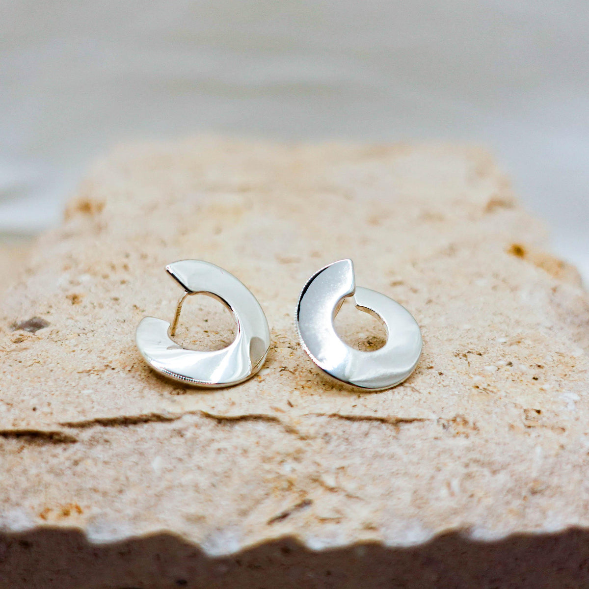 Sterling Silver Spiral Stud Earrings: Minimalist Swirl Jewelry