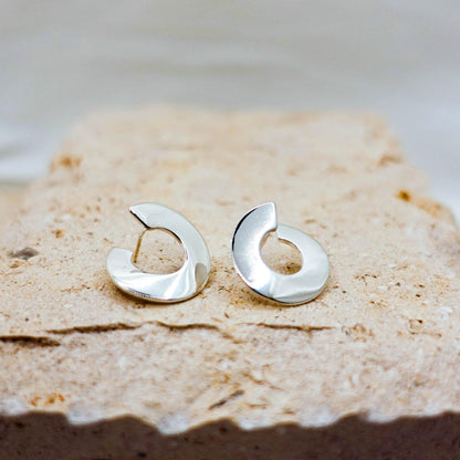 Sterling Silver Spiral Stud Earrings: Minimalist Swirl Jewelry