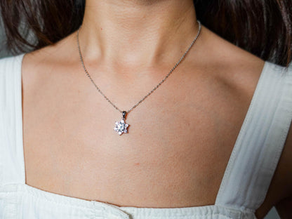 Sterling Silver Moissanite Hexagram Star Necklace, Winter Snow Star of Light