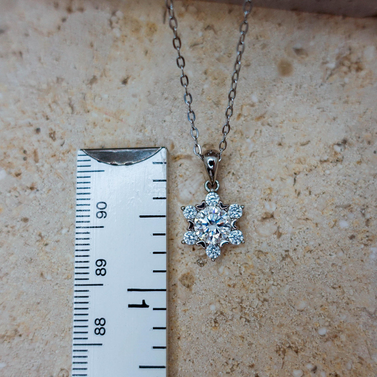 Sterling Silver Moissanite Hexagram Star Necklace, Winter Snow Star of Light