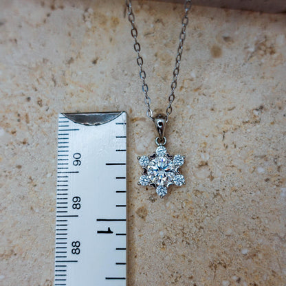 Sterling Silver Moissanite Hexagram Star Necklace, Winter Snow Star of Light