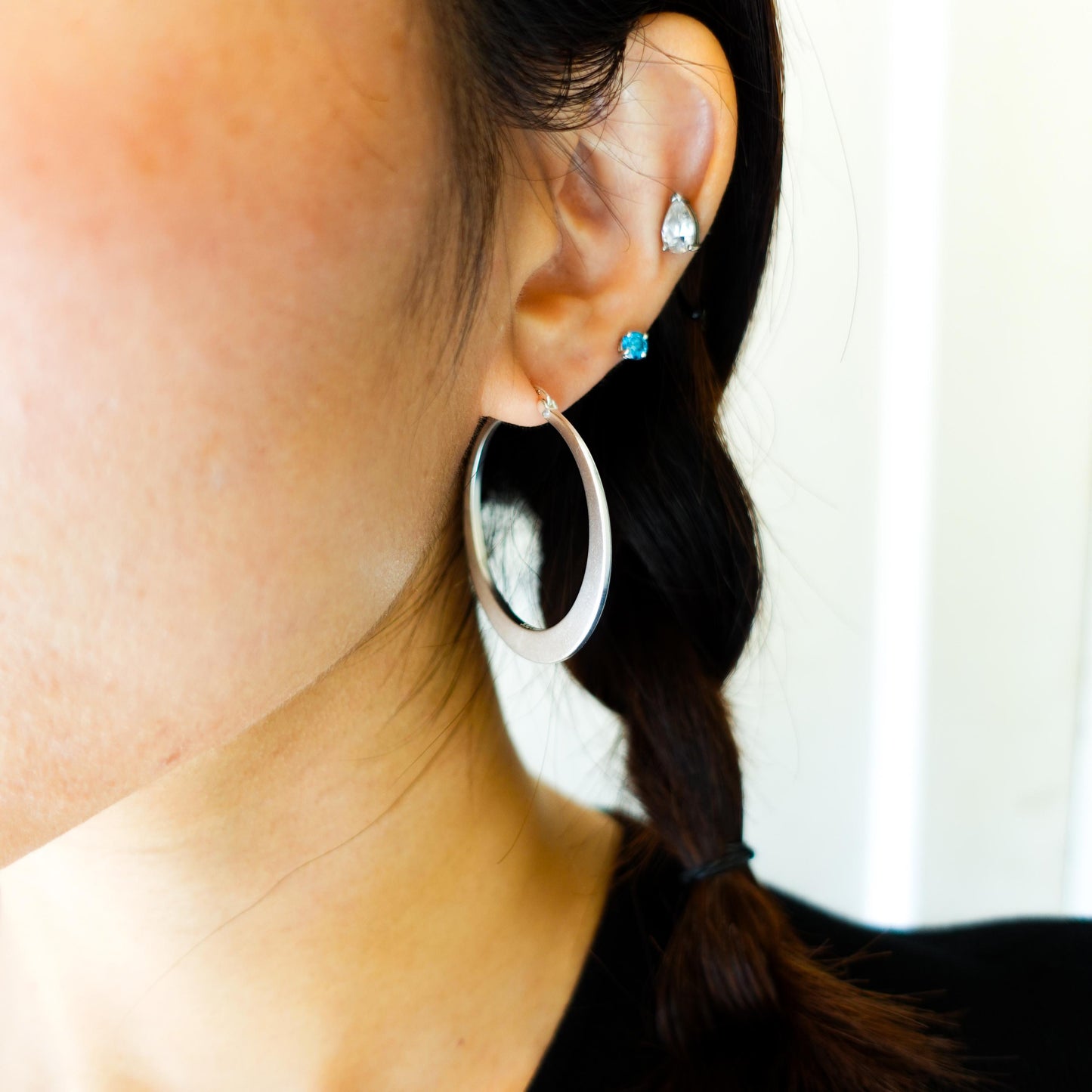 Sterling Silver Large Hoop Earrings, Minimalist Modern Hoops