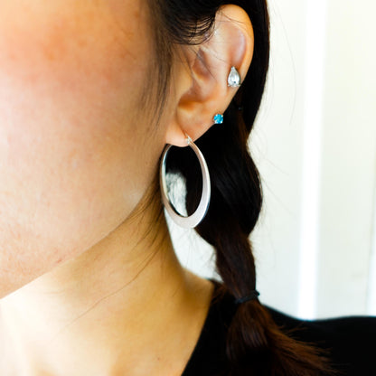 Sterling Silver Large Hoop Earrings, Minimalist Modern Hoops
