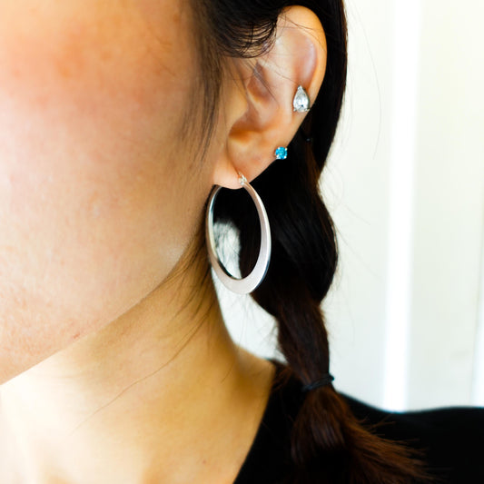 Sterling Silver Large Hoop Earrings, Minimalist Modern Hoops