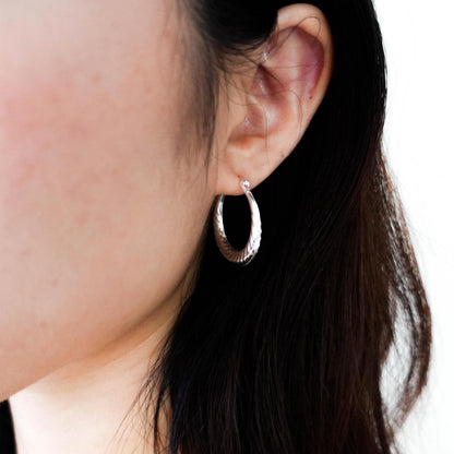 925 Sterling Silver Large Hoop Earrings, Lightweight Twisted Wavy Hoops Everyday Gift for Her