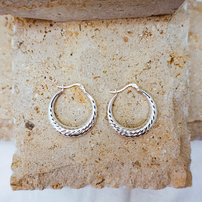 925 Sterling Silver Large Hoop Earrings, Lightweight Twisted Wavy Hoops Everyday Gift for Her