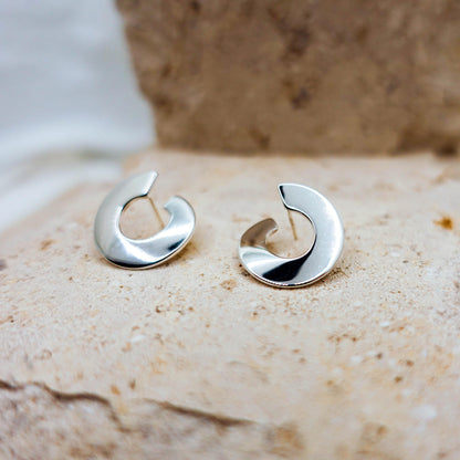 Sterling Silver Spiral Stud Earrings: Minimalist Swirl Jewelry