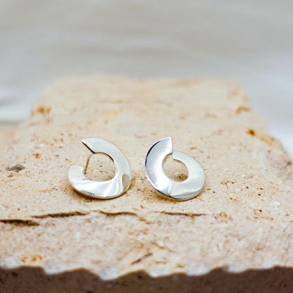Sterling Silver Spiral Stud Earrings: Minimalist Swirl Jewelry