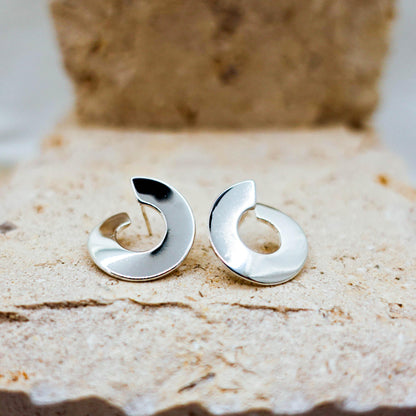 Sterling Silver Spiral Stud Earrings: Minimalist Swirl Jewelry