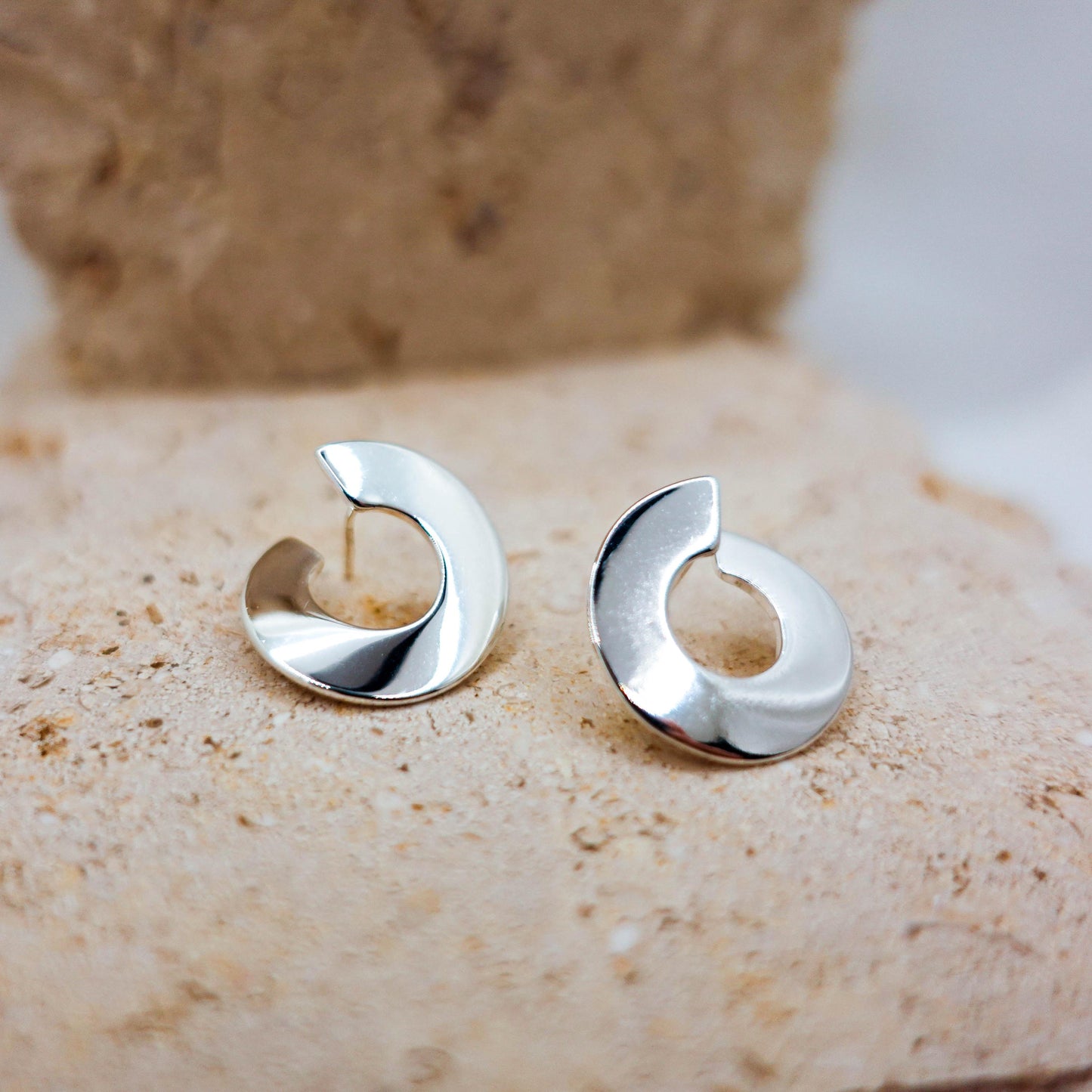 Sterling Silver Spiral Stud Earrings: Minimalist Swirl Jewelry