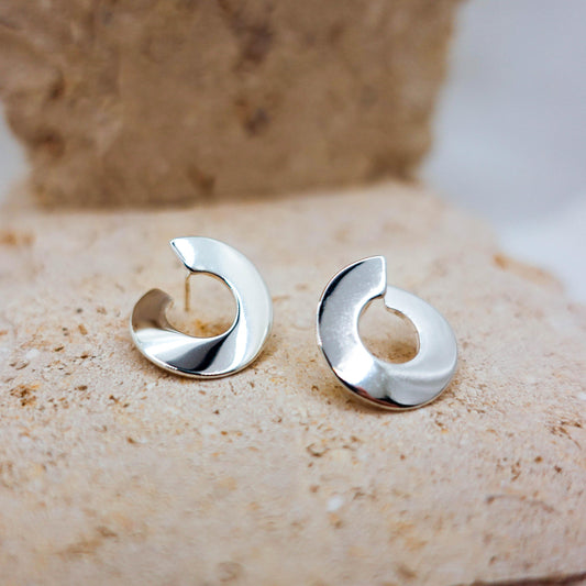 Sterling Silver Spiral Stud Earrings: Minimalist Swirl Jewelry