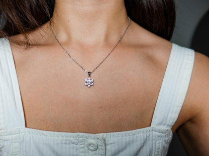 Sterling Silver Moissanite Hexagram Star Necklace, Winter Snow Star of Light