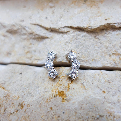 Moissanite Stud Earrings: Sterling Silver Helix Tragus Cartilage Jewelry