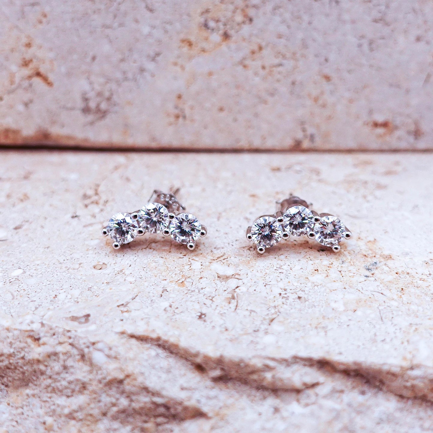 Moissanite Stud Earrings: Sterling Silver Helix Tragus Cartilage Jewelry