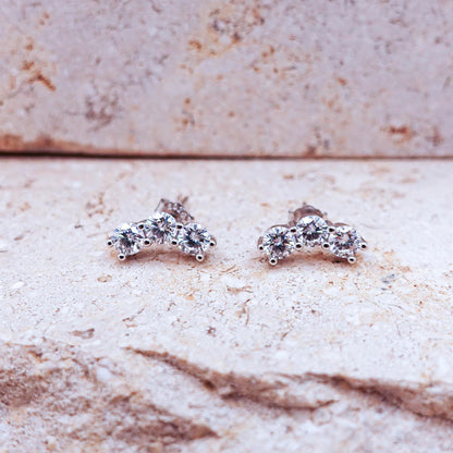Moissanite Stud Earrings: Sterling Silver Helix Tragus Cartilage Jewelry