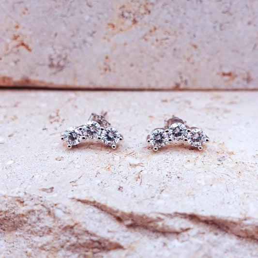 Moissanite Stud Earrings: Sterling Silver Helix Tragus Cartilage Jewelry