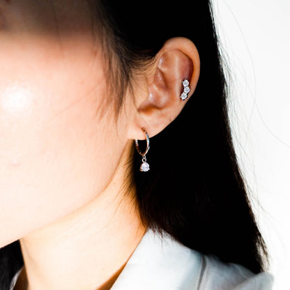 Sterling Silver Dangle Huggie Hoop Earrings: Minimalist Jewelry Gift for Her Sis Mom