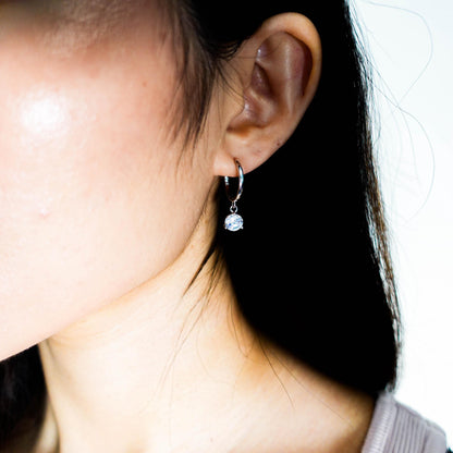 Sterling Silver Dangle Huggie Hoop Earrings: Minimalist Jewelry Gift for Her Sis Mom