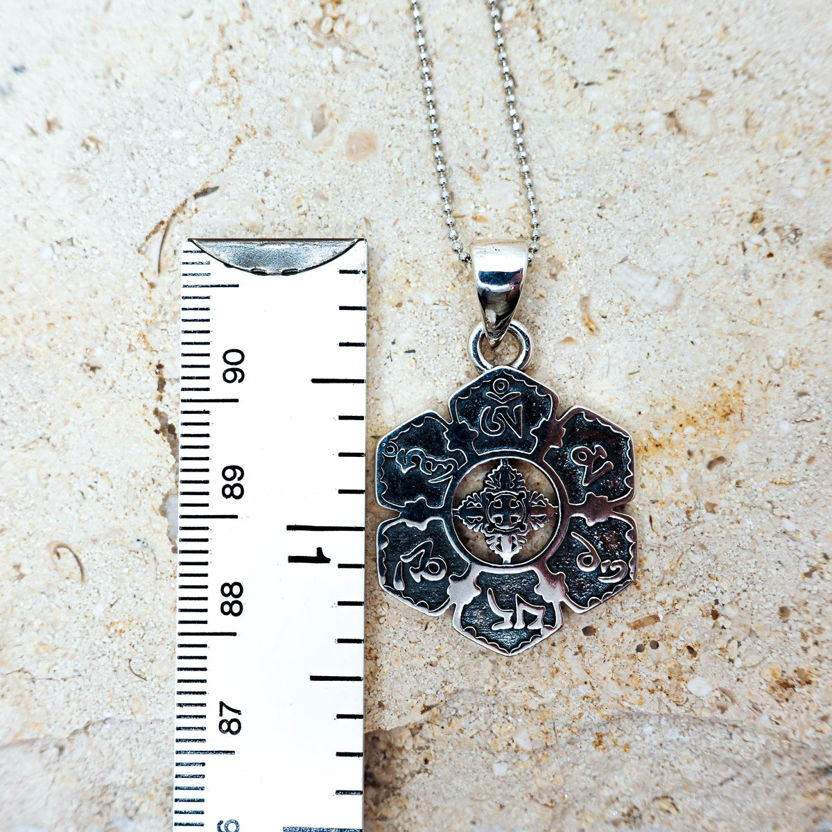 Sterling Silver Om Pendant Necklace for Women Men, Unisex Buddha Protection Necklace Gift