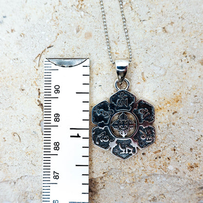 Sterling Silver Om Pendant Necklace for Women Men, Unisex Buddha Protection Necklace Gift