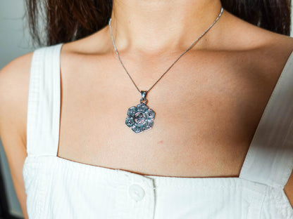 Sterling Silver Om Pendant Necklace for Women Men, Unisex Buddha Protection Necklace Gift