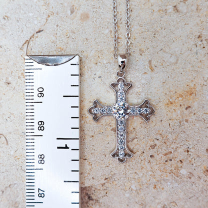 Sterling Silver Moissanite Cross Pendant Necklace, Birthday Gift for Her Daughter