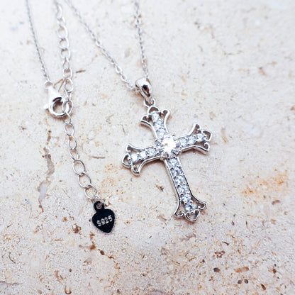 Sterling Silver Moissanite Cross Pendant Necklace, Birthday Gift for Her Daughter