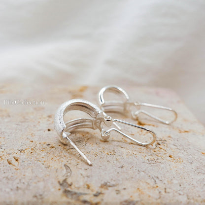 925 Sterling Silver Double Hoop Earrings, Mixed Texture Design Jewelry Gift for Her