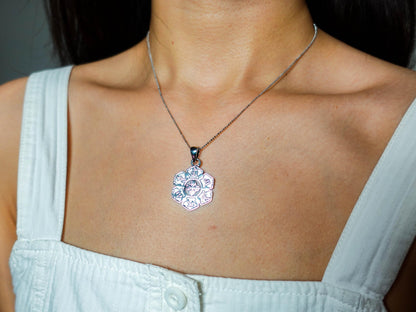 Sterling Silver Om Pendant Necklace for Women Men, Unisex Buddha Protection Necklace Gift