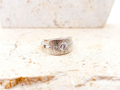 Sterling Silver North Star Pinky Ring, CZ Celestial Jewelry