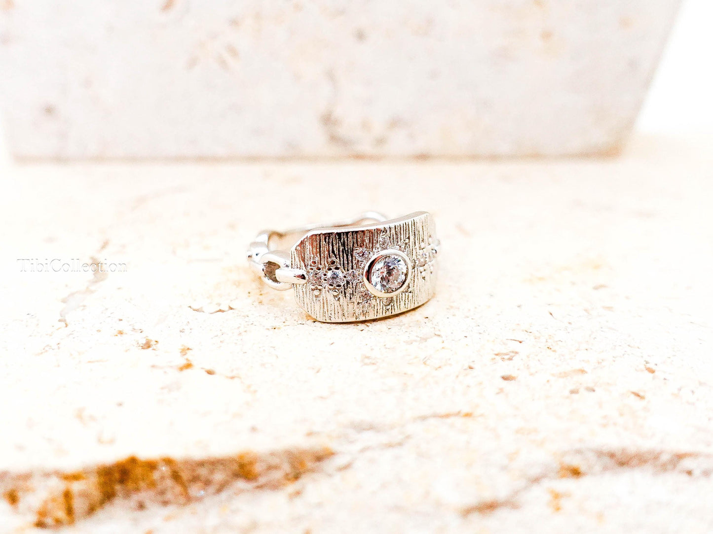 Sterling Silver North Star Pinky Ring, CZ Celestial Jewelry
