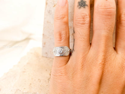 Sterling Silver North Star Pinky Ring, CZ Celestial Jewelry