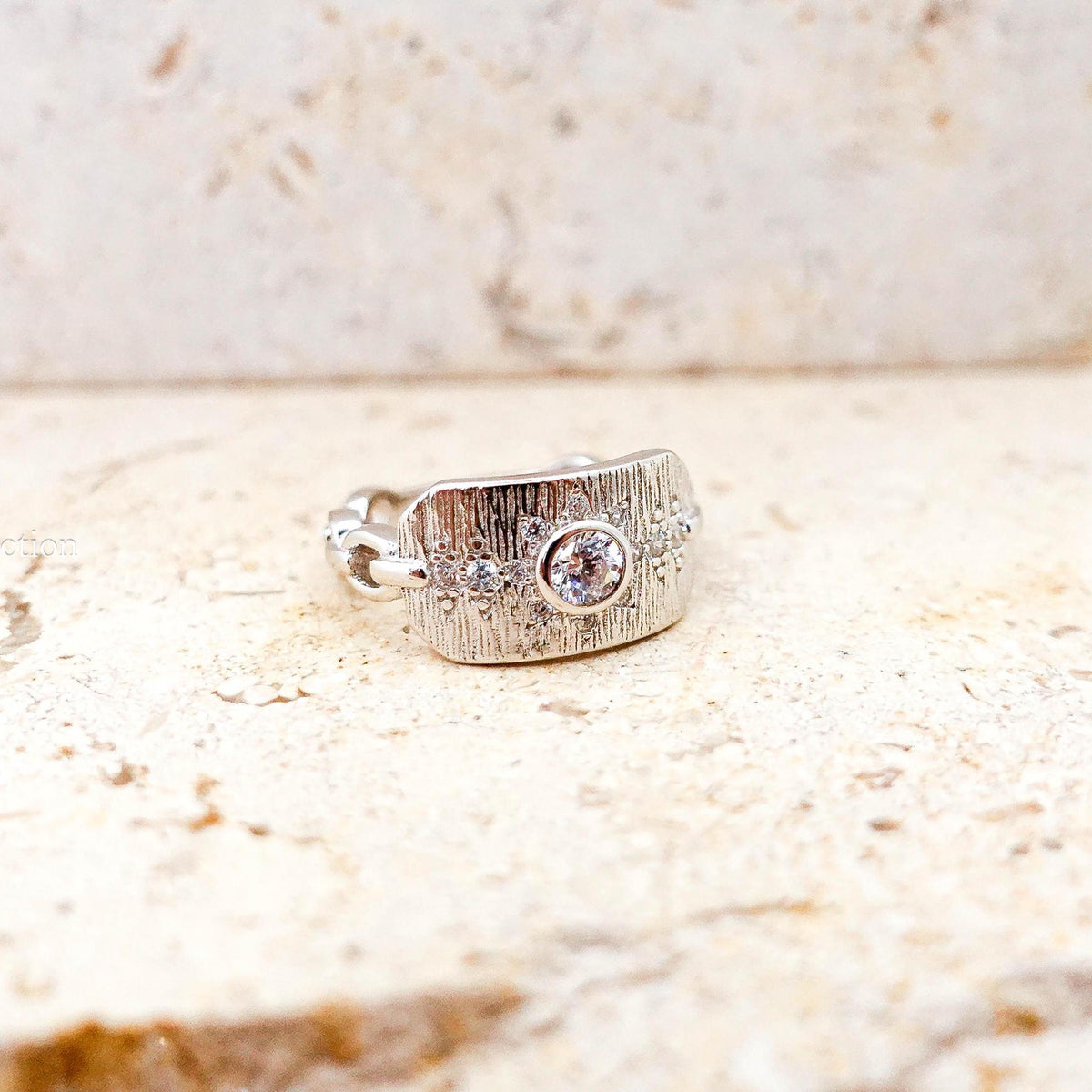 Sterling Silver North Star Pinky Ring, CZ Celestial Jewelry