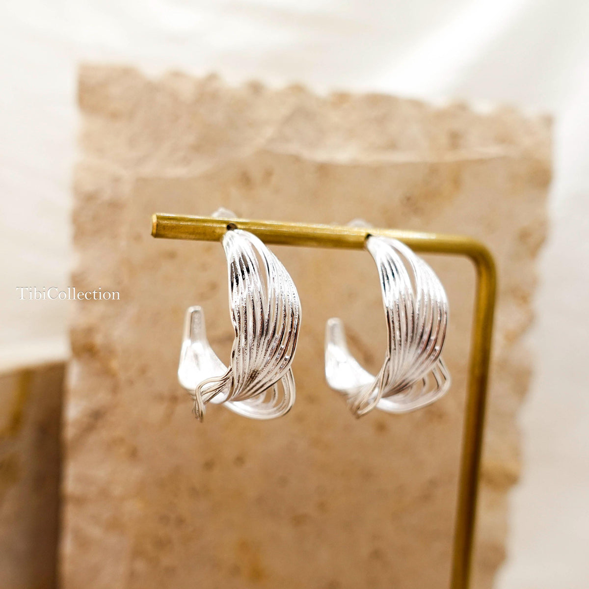 Sterling Silver Hoop Earrings, Orchid Flower Wedding Earrings Gift for Her Sis Mom