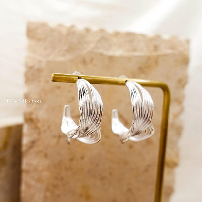 Sterling Silver Hoop Earrings, Orchid Flower Wedding Earrings Gift for Her Sis Mom