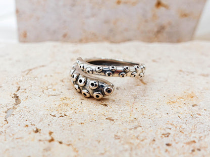 Sterling Silver Octopus Ring, Unisex Adjustable Thumb Open Ring, Gift for Her Him