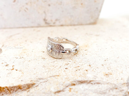 Sterling Silver North Star Pinky Ring, CZ Celestial Jewelry
