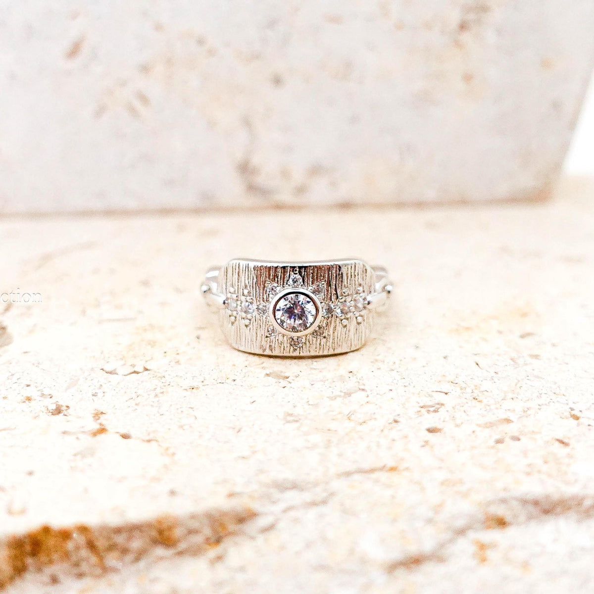 Sterling Silver North Star Pinky Ring, CZ Celestial Jewelry