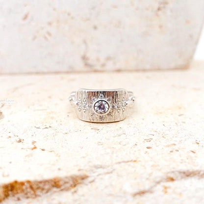 Sterling Silver North Star Pinky Ring, CZ Celestial Jewelry