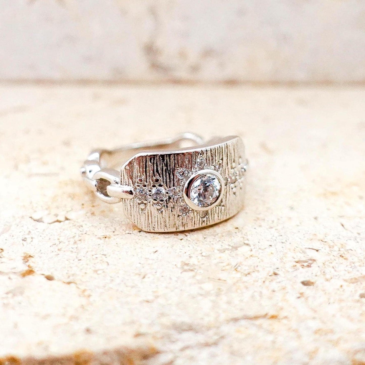 Sterling Silver North Star Pinky Ring, CZ Celestial Jewelry