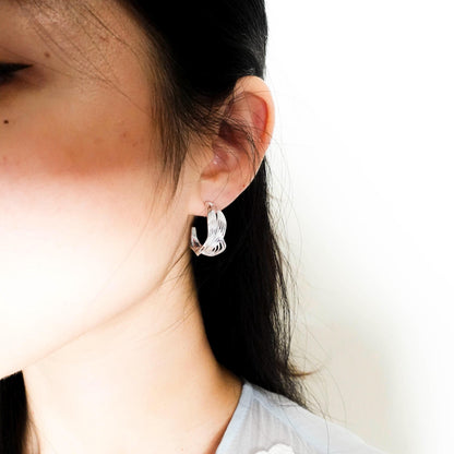 Sterling Silver Hoop Earrings, Orchid Flower Wedding Earrings Gift for Her Sis Mom