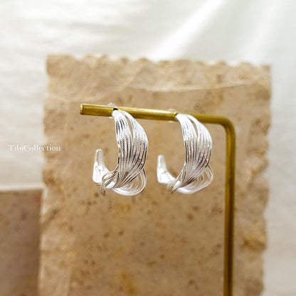 Sterling Silver Hoop Earrings, Orchid Flower Wedding Earrings Gift for Her Sis Mom