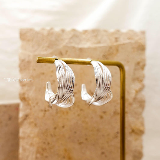 Sterling Silver Hoop Earrings, Orchid Flower Wedding Earrings Gift for Her Sis Mom