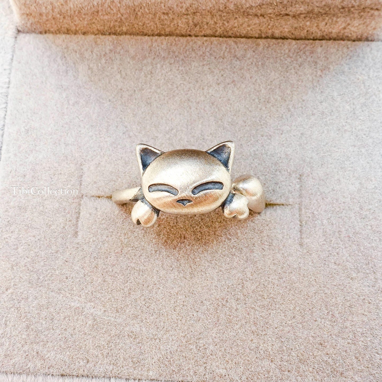 Sterling Silver Adjustable Cat Ring, Cat Lover Granddaughter Gift for Her