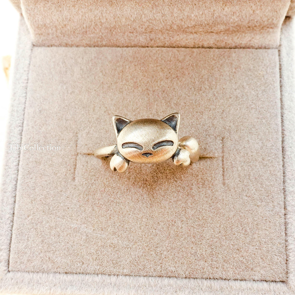 Sterling Silver Adjustable Cat Ring, Cat Lover Granddaughter Gift for Her